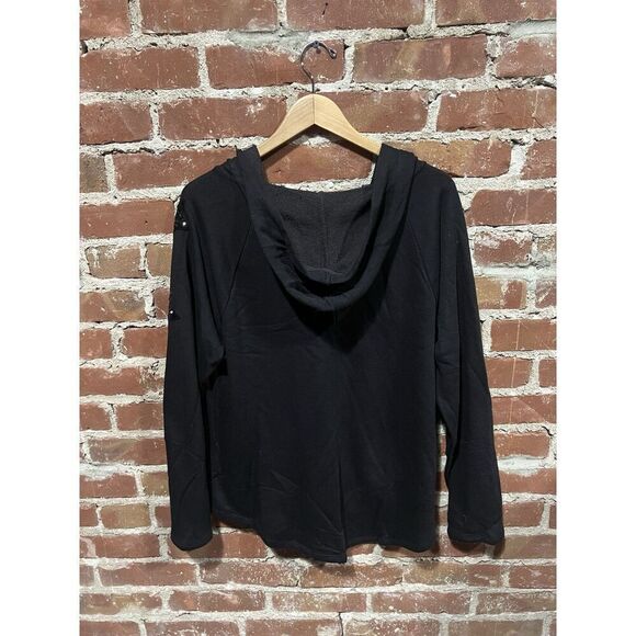 International Concepts Womens Black Pullover Sweatshirt Lightweight Hooded 2XL - Picture 2 of 4